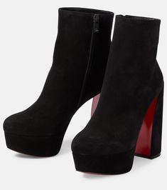 Find CHRISTIAN LOUBOUTIN Movida 130 Suede Ankle Boots on Editorialist. Lining: leather. Upper: cow leather. Toe shape: round toe. Closure: zipped side. Sole: leather insole and sole. Made in Italy. Louboutin Online, Designer Shopping, Black High Heel Boots, Suede Ankle Boots, Louboutin Shoes, Heeled Ankle Boots, Gym Wear, High Heel Boots, Black Ankle Boots