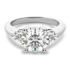 three stone diamond engagement ring in white gold