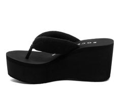 Women's Platform Flip Flop, Black Platform Sandal, Black Puffy Straps, Black Terrycloth thong tube strap, EVA Platform Bottom for Extra Comfort. Terry Cloth Cotton upper, Slip on entry,3\ platform, Round open toe with thong post, EVA footbed, EVA outsole | Women's Rocket Dog Crushpuff Platform Flip Flops Sandals in Black Size 8 Platform Flip Flops Y2k, Platform Wedge Sandals Outfit, 2000s Platform Sandals, Y2k Flip Flops, Foam Platform Sandals, Black Platform Flip Flops, Y2k Platform Sandals, Black Wedges Sandals, Chunky Flip Flops