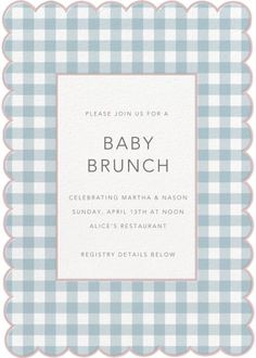 a baby brunch is shown with the words, please join for a baby brun