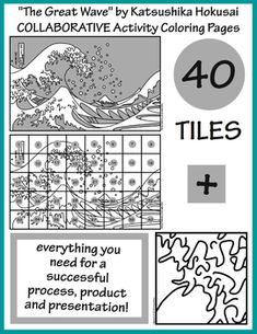 the great wave by matsushka hokusai collabrative activity coloring pages