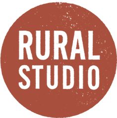 a red circle with the words rural studio on it