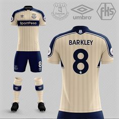 an image of a soccer uniform with the number 8 on it's chest and shorts