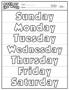 the days of the week worksheet for students to practice their handwriting and writing skills