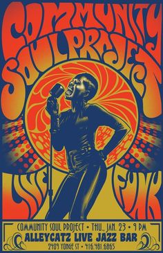 an image of a concert poster with a woman singing into a microphone