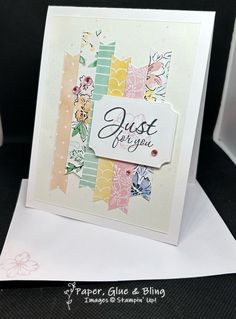 a close up of a greeting card with flowers on it and the words just for you