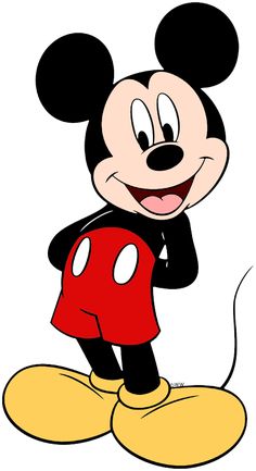 a cartoon mickey mouse is smiling for the camera