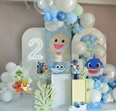 Compleanno Baby Shark Fai da Te Balloon Bouquet Diy, Baby Birthday Themes, Boy Birthday Party Themes, Balloons Decorations, Shark Birthday Party, Birthday Party Theme Decorations