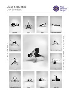 an image of a woman doing yoga poses on her stomach and back with the words class sequence written below