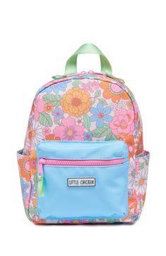 This charming floral mini backpack is the perfect on-the-go bag for your kiddo's adventures. Spot Clean 11" H  X  8"  W  X 5" D Adjustable Webbing Shoulder Straps Zip top amd front zip pocket Suggested ages for use 4-12 yrs Spring Backpack With Floral Print For Everyday Use, Floral Print Backpack For School In Spring, Spring Floral Print Backpack For Everyday Use, Floral Print Backpack For Everyday Use In Spring, Playful Bags For Spring Playtime, Cute School Backpack For Spring, Cute Standard Backpack For Spring, Multicolor Travel Backpack For Spring, Spring Travel Backpack In Multicolor