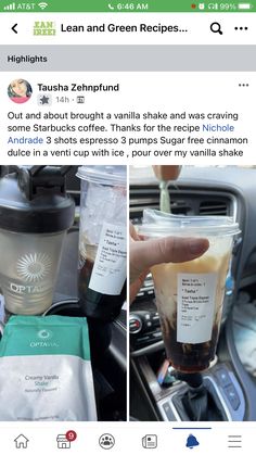 Optavia Starbucks Drinks, Optavia Approved Starbucks Drinks, Optavia Shakes Recipes, Optivia Coffee Hacks, Optavia Coffee Soft Serve Hack, Optavia Fueling Hacks Shakes