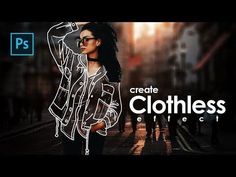 a woman standing in the middle of a street with her hand on her head and text that reads create clothes effect