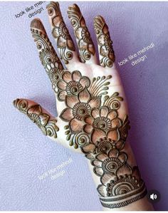 the hand is decorated with henna designs