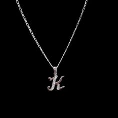 925 Sterling Silver Alphabet Letter K Pendant Necklace New Made In Mexico K Pendant, Silver Bridal Jewellery, K Necklace, Initial Necklace Silver, Desired Reality, Stone Statement Necklace, Crystal Choker Necklace, Gold Cross Pendant, Letter K