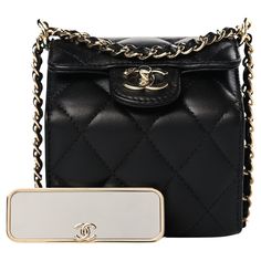 Chanel Rare Roll Up Accordion Mini Flap Bag Jewelry Box Quilted Leather Bag Gold hardware Black quilted lambskin Leather and chain-link shoulder strap Foldover top Signature interlocking CC turn-lock fastening Main compartment Partitioned compartment Strap drop: 11.8" Made in Italy Bag Jewelry, Black Quilt, Quilted Leather, High Jewelry, Flap Bag, Lambskin Leather, Roll Up, Evening Bags, Gold Hardware