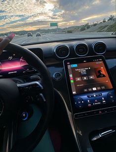 the interior of a car with an electronic device