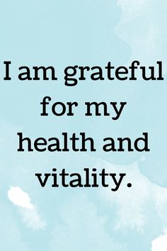 Embrace wellness with the affirmation I am grateful for my health and vitality. This mindset encourages positive habits and self-care. Celebrate your well-being and prioritize your health. 🌟 Good Health Affirmations Family, Positive Health Affirmations, Relax Affirmation, Appreciation Affirmations, Cleansing Mantra, Grateful Affirmations, Feminine Affirmations, Healthy Affirmations, Mom Presents