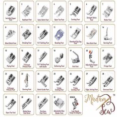 many different types of sewing machine parts are shown in this diagram, with instructions to make them