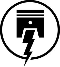 a black and white logo with a lightning bolt