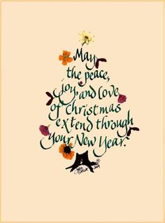 a cross stitch christmas card with the words may the peace joy and love of christmas extend through your new year