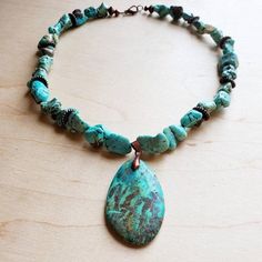 Chunky Turquoise Necklace Teardrop Pendant - Wildflower Hippies Chunky Turquoise Necklace, Boho Choker Necklace, Choker Necklace Online, Necklace Ideas, Boho Choker, Teardrop Pendant, Chunky Necklace, Accessories Jewelry Necklace, Beaded Necklaces