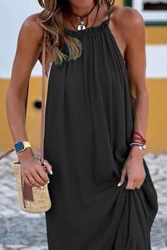 Bohemian Beach Dress, Loose Summer Dress, Long Dresses Elegant, How To Fold Sleeves, Sleeveless Skirt, Cami Maxi Dress, Long Beach Dress, Loose Style, Spring Summer Dress