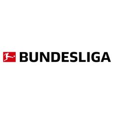 the bundesliga logo is shown in black and red on a white background