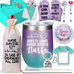 purple and teal gift set with personalized items