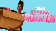 an animated image of a woman holding a box with the words,'exclusive 24 animation '