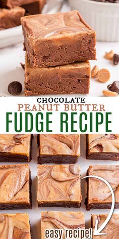 chocolate peanut butter fudge recipe with text overlay