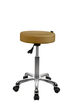 an office chair with wheels and a seat cushion on the back, in front of a white background