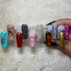 Taylor Swift Eras Nail Art, 1989 Taylor Swift Inspired Nails, Taylor Swift Eras Nails Inspired, Taylor Swift Nails All Albums, Taylor Swift Nails Inspired Albums, Taylor Swift Nails Albums, Taylor Swift Debut Nails, Speak Now Nails Taylor Swift, Taylor Swift Acrylic Nails