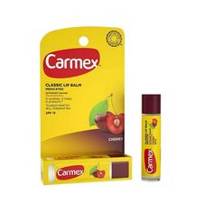 Help soothe, smooth and soften your lips with this Carmex Daily Care Moisturizing Fresh Cherry Lip Balm Stick. Lip balm with SPF 15 helps protect against sunburn when the lip balm with SPF is applied as directed. Water resistant up to 80 minutes, the flavored lip balm keeps your lips protected while you swim. Smooth on this Fresh Cherry lip balm for a burst of fruitiness any time of day. Use Carmex lip balm with sunscreen for on-the-go lip care. Apply this Fresh Cherry lip balm 15 minutes before Carmex Cherry, Blistex Lip Balm, Lip Balm With Spf, Carmex Lip Balm, Cherry Lip Balm, Lip Balm Stick, Lip Oils, Fresh Cherry, Spf Lip Balm