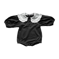 Charlotte Onesie (Babies/Toddlers) – Witching Hour Baby Gothic Baby Clothes, Goth Baby Clothes, Gothic Baby, Black Onesie, Goth Baby, Baby Bats, Back Piece, Ruffle Collar, Girl Mom