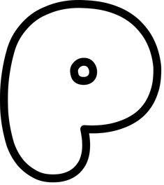 a black and white image of the letter p with an oval shape in it's center