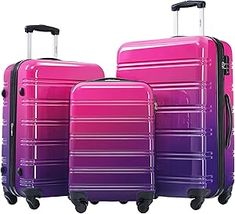 Suitcase Set, Luggage Sets, Suitcases, Gradient Color, Vacation Spots, 3 Piece, For Free, Purple, Free Shipping