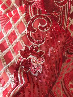 Gold and red sequins lace fabric Rich fabric for evening formal gown Width is 135 cm Price is for one yard all order over quantity 1 will be in a continuous length Glamorous Red Sequin Fabric For Evening, Festive Sequin Fabric For Prom, Red Lace Dresses With Sequins, Red Lace Dress With Sequins, Red Sequin Fabric For Wedding And Party Season, Elegant Red Embellished Sequin Fabric, Elegant Red Fitted Embroidered Fabric, Festive Red Sequin Fabric, Festive Party Sequin Lace Fabric