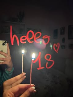 Red lipstick, mirror written, iphone 14, franch nails ,birthday candle ,18th birthday Aesthetic Birthday Candles, Lipstick Mirror, Nails Birthday, 18th Birthday Decorations, Birthday Plans, Birthday Shots