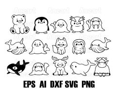 Polar Bear Outline, Svg Animals, Animal Outline, Owls Drawing, Art Winter, Digital Elements, Arctic Animals, Winter Animals