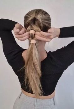 Loop Through Ponytail, Easy Low Side Pony Hairstyles, Easy Hairstyles For Long Hair With Braid, Easy Fun Ponytails, Cute Things To Do With Your Ponytail, High Plait Ponytail, Easy Long Hair Braids Simple, Thick Ponytail Braid, How To Dutch Braid Into Ponytail