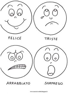 four faces with different expressions in spanish