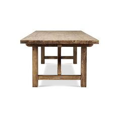 a wooden table with two legs and a square top on an isolated white background,