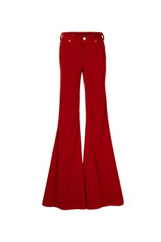 Mid Rise Super Flare Pants98% Cotton2% Elastane Button / Zip Front ClosureFive-Pocket Made In UsaEuropean FabricCare:Dry Clean Only Red Flared Pants, Red Flare Pants, African Print Pants, Red Flare, Red Pants, Wardrobe Ideas, Stretch Velvet, Festival Fashion, Flare Pants