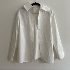 Great Condition Timeless Spring Top With Fold Down Collar, Timeless Fold Down Collar Top For Spring, Timeless White Office Tops, Chic White Top With Fold Down Collar, Modern White Blouse With Fold Down Collar, Proenza Schouler, Color White, Size 4, Blouses