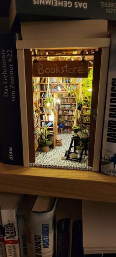 Booknook Book Diorama, Miniature Library, Mini Bookshelf, Mini Library, Nook Ideas, Miniature Book, Book Room