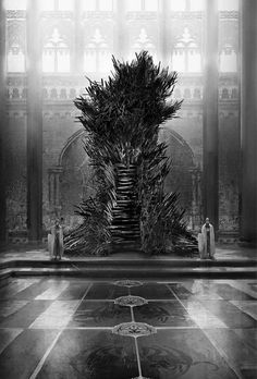 a giant iron throne sitting in the middle of a room