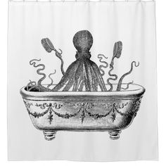 an octopus in a bathtub with tentacles coming out of it