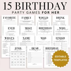 printable birthday party games for her