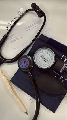 a stethoscope, blood pressure meter, and other medical supplies