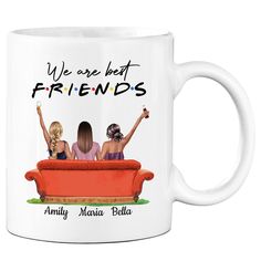 PRICES MAY VARY. [Best Gift Idea]: This custom coffee mug makes a perfect mug gift for Best Friends, Bestie, Sisters, BFF or just anybody who loves coffee. Novelty present for Friendship's Day, Birthday, Christmas, Thanksgiving or more! [Superior Quality]: This coffee mug is made from 100% pure white ceramic. Suitable for any hot or cold liquids. Excellent for home, kitchen or office. [Good Printing]: White ceramic mug with unique design printed on both sides. Industrial sublimation inks ensure Friendship Mugs, Friends Coffee, Friends Coffee Mug, Special Friends, Friend Bff, Best Friend Mug, Friend Mugs, 3 Friends, Best Friendship